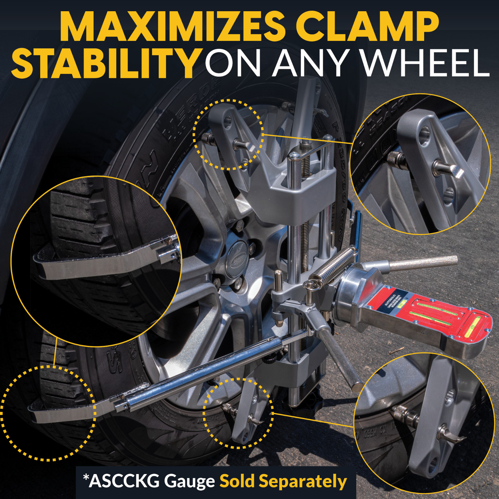 3D DSP Wheel Alignment Clamp with Tire Tread Grip Extensions & Magnetic Adapter