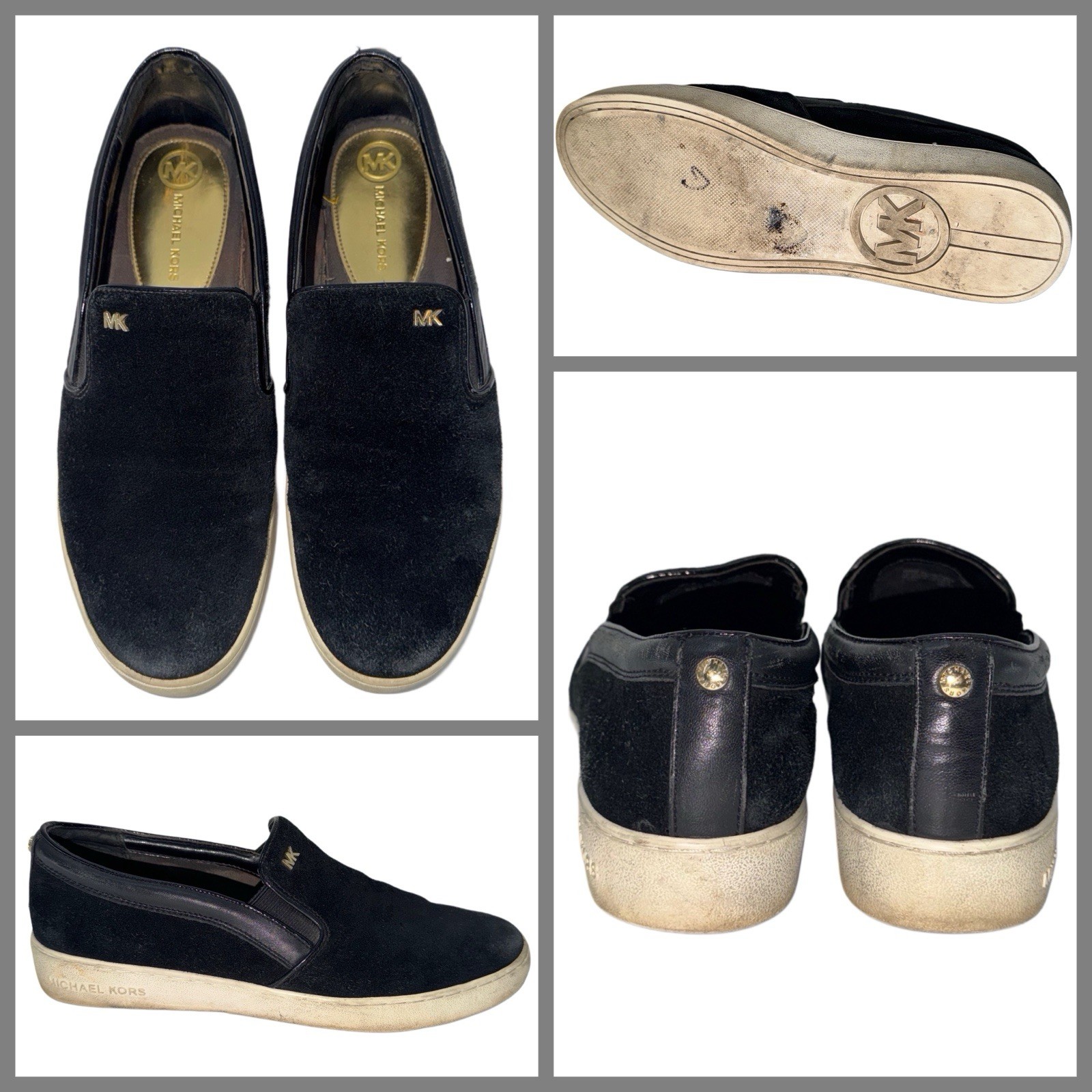 Michael Kors MK Keaton Slip-On Sneakers Women Sz 9.5 Black Suede YGI H0S-70