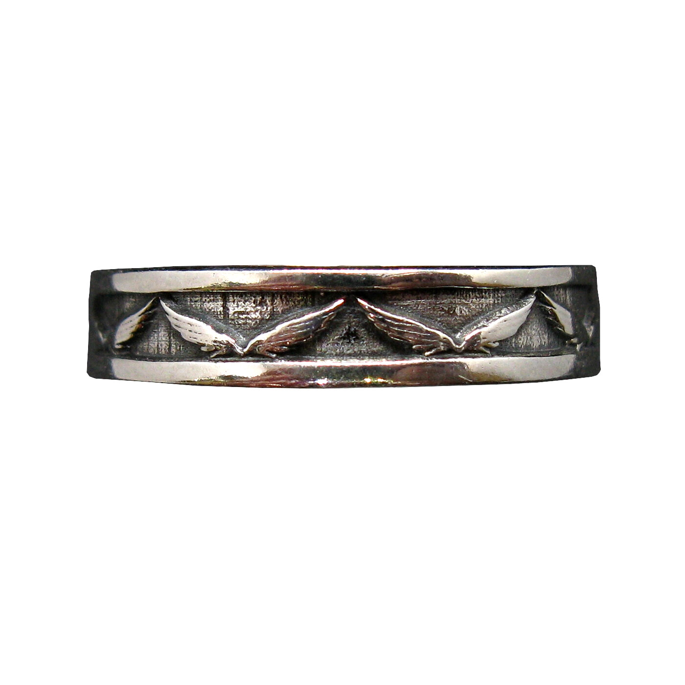 Handmade 925 Silver Angel Wings Band Ring Width 5mm Size 46-75