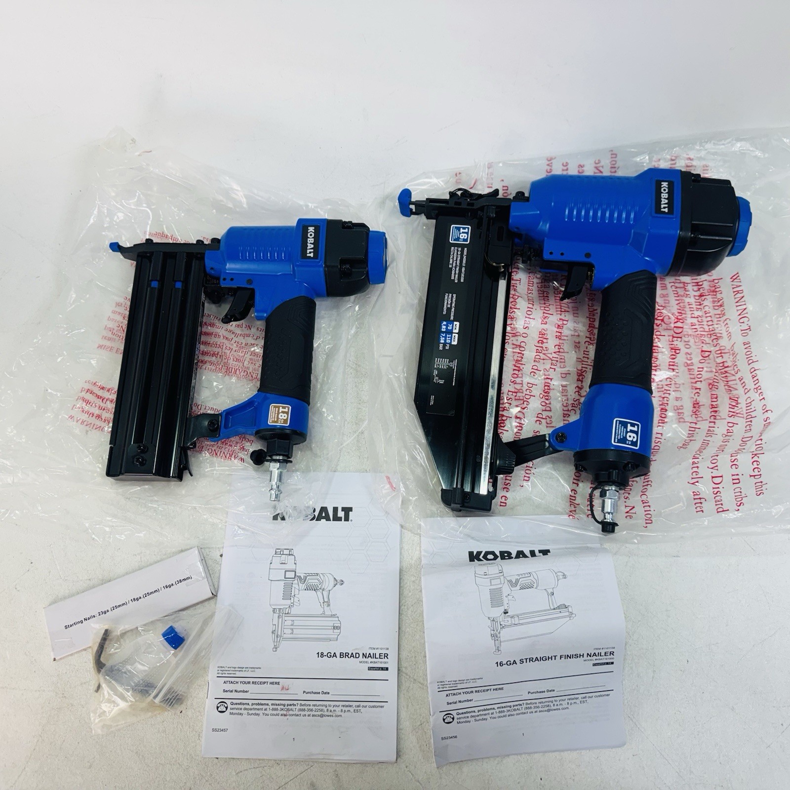 Kobalt KBAT161000 16-Gauge Finish Nailer And 18GA Brad Nailer KBAT161001