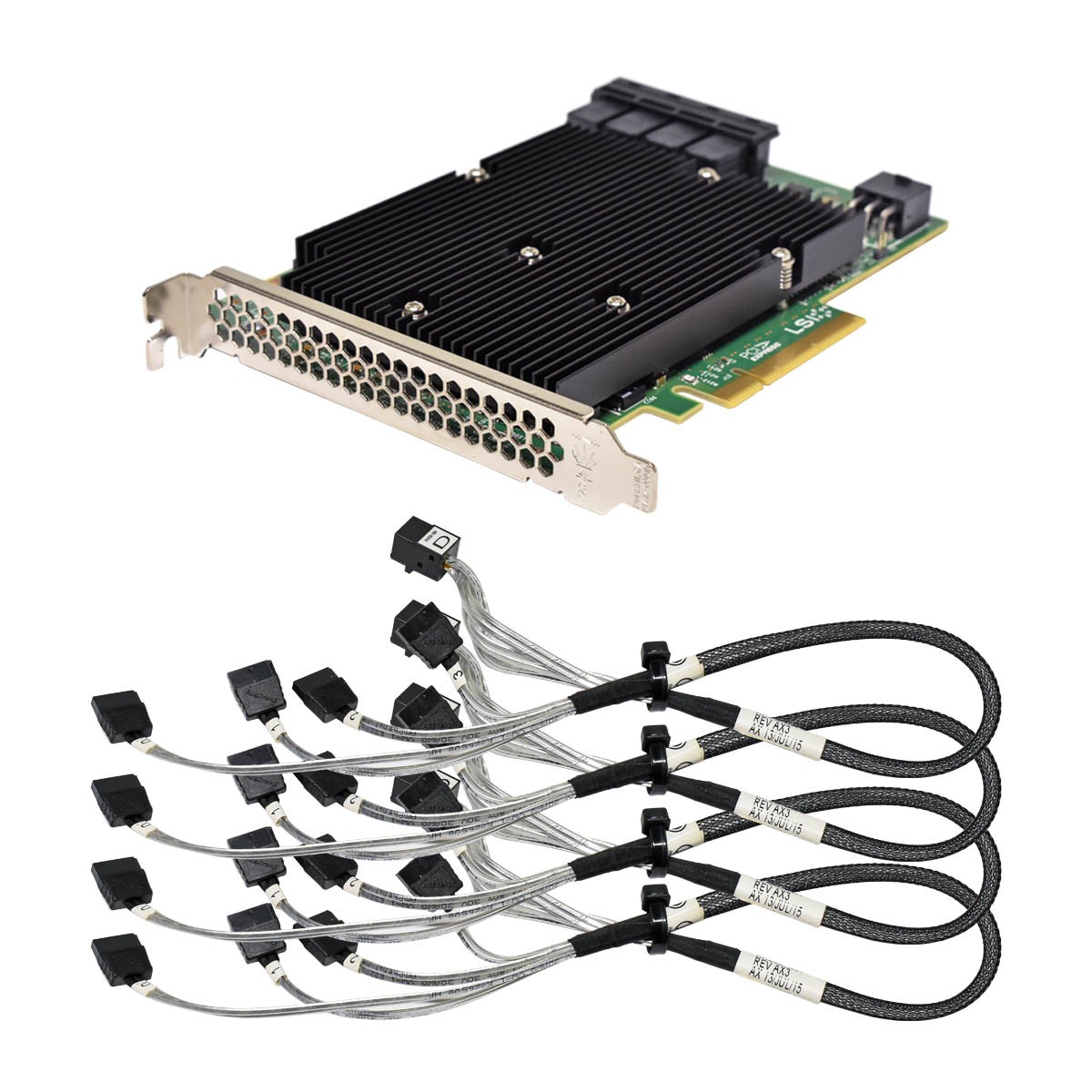 LSI SAS9300-16i 12G HBA PCIe 3.0 x8 Controller with 4x Cables with Bracket FP
