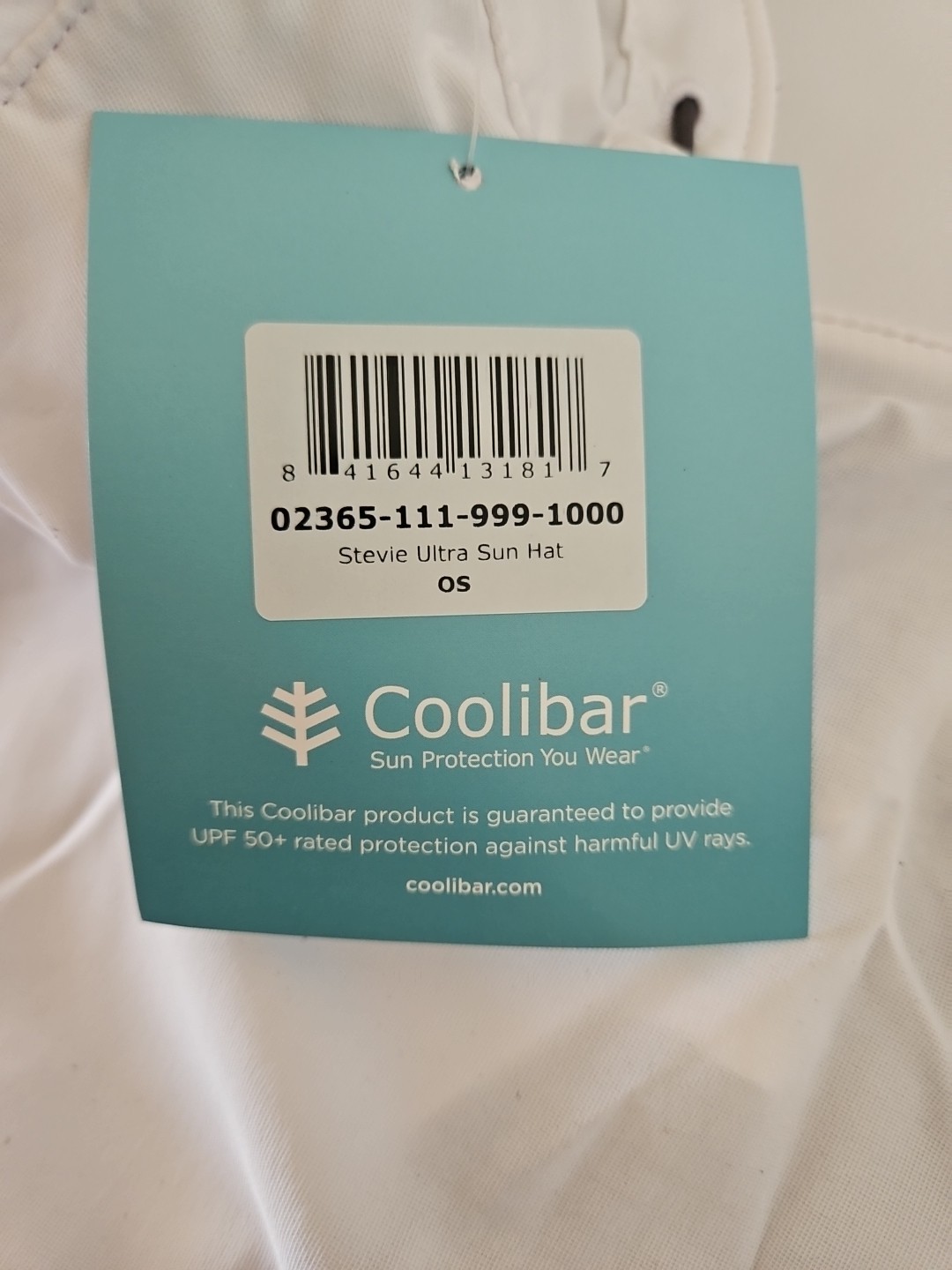 Coolibar Stevie Ultra Sun Hat White, One Size, UPF 50+, Adjustable Neck Drape