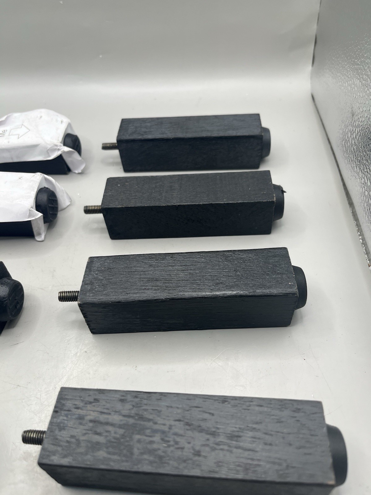Bed Risers 4” 8-Pack Black Wooden New Screw- In Rectangular