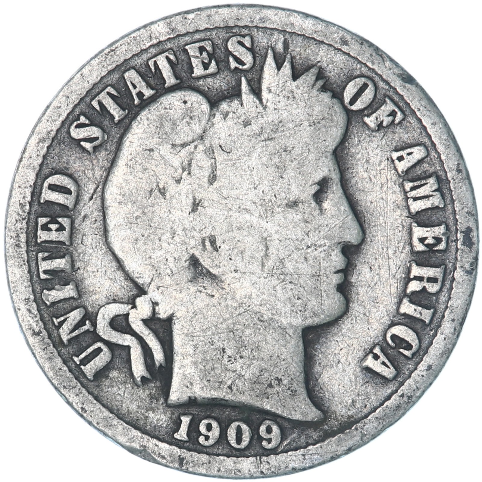 1909 (P) Barber Dime 90% Silver Good GD