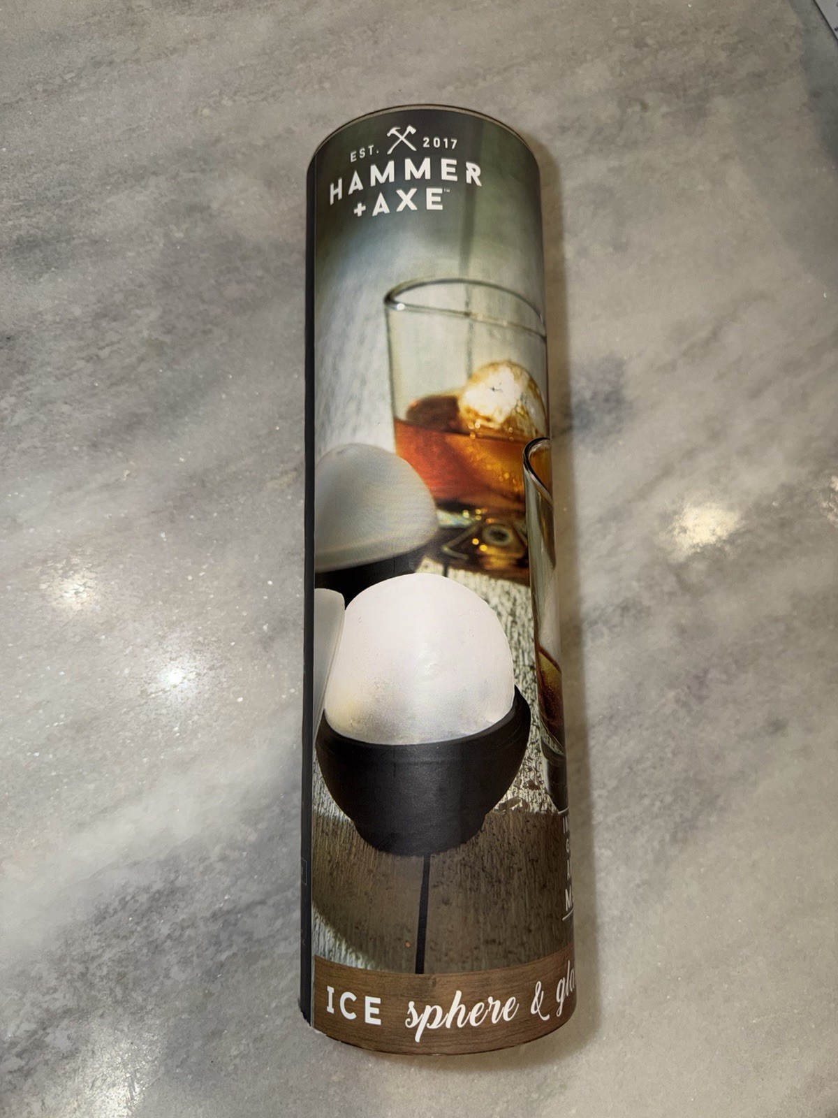 Hammer + Axe Ice Sphere Ice Cube Mold 2 Glasses New In Box