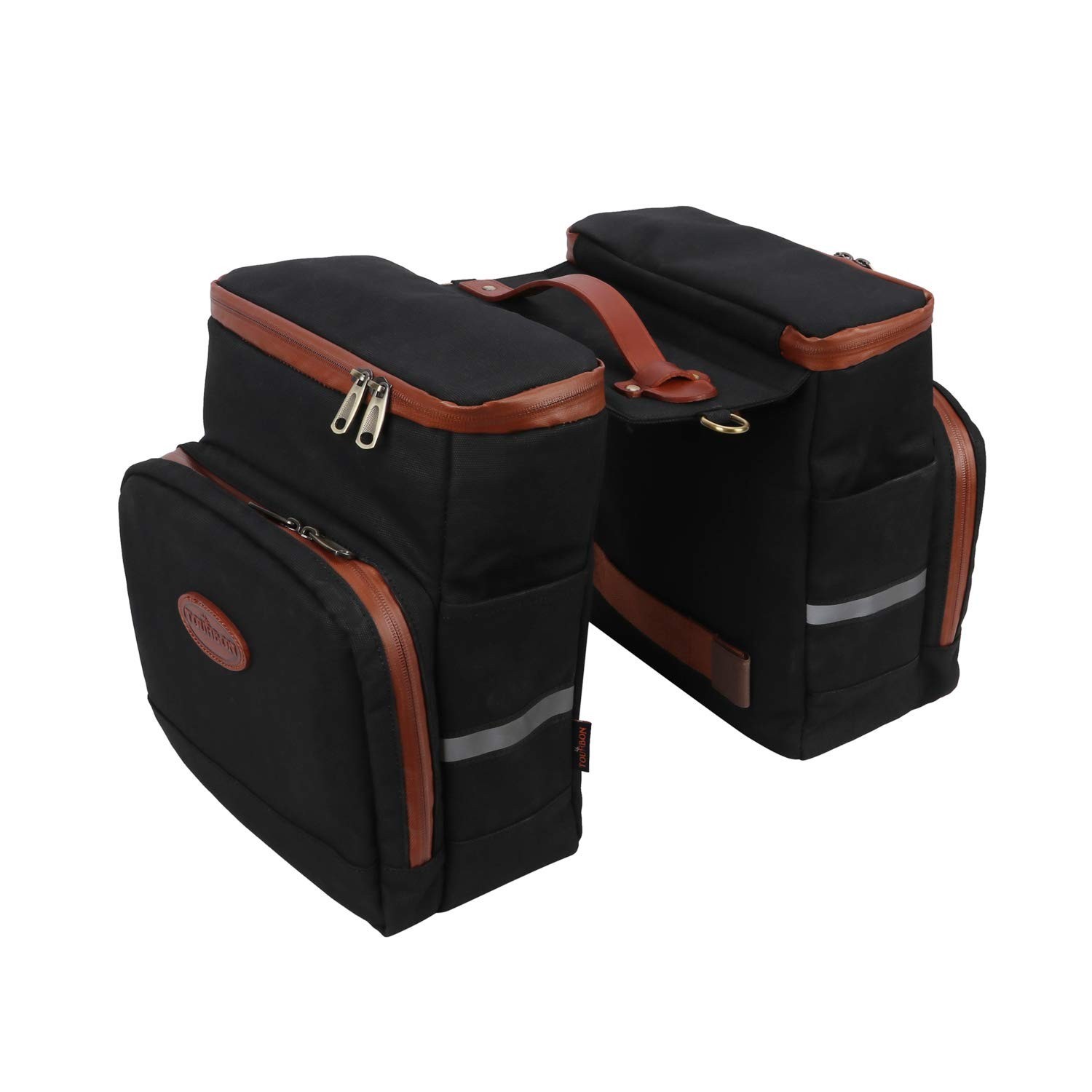 TOURBON Canvas Pannier Bicycle Rear Rack Insulated Trunk Cooler Double Bag