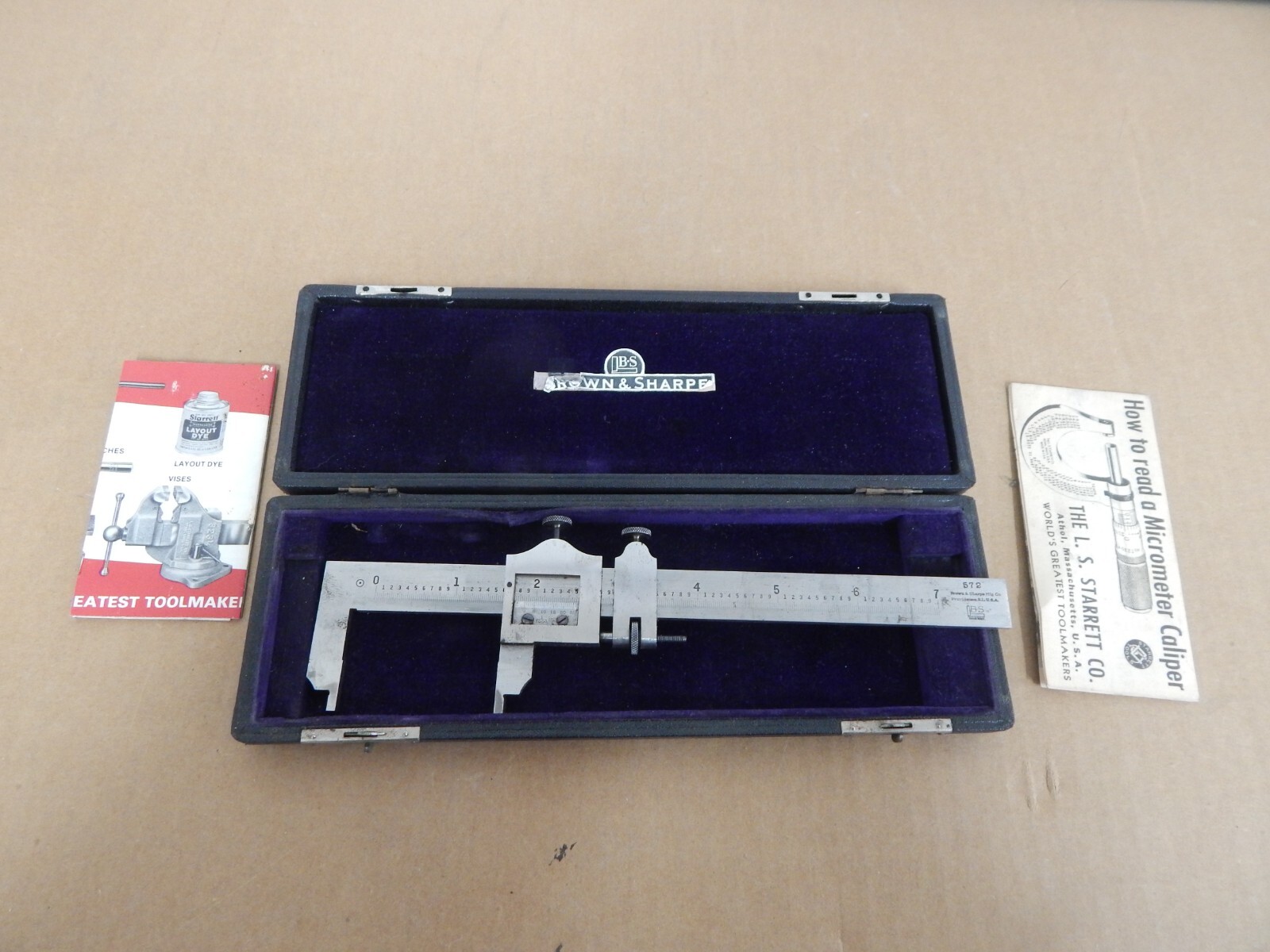 Vintage Brown & Sharpe #572 Micrometer w/ Case & Papers 7" Metric Machinist Tool