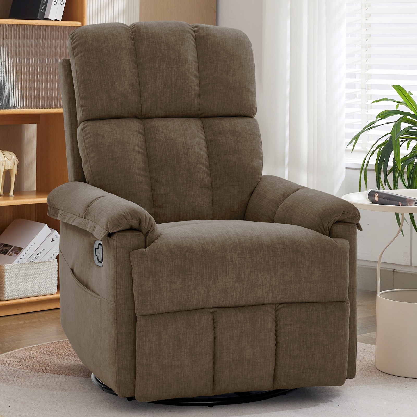 Korser 360°Swivel Recliner Chair with Side Pockets Small Rocker Recliner Nursery