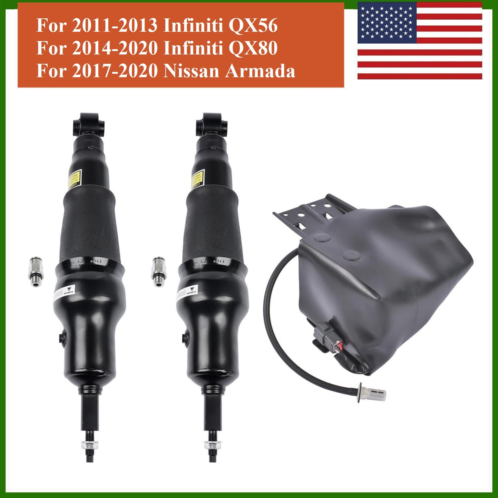 Rear Air Shock Absorbers & Compressor for Infiniti QX56 2011-2013 QX80 2014-2020