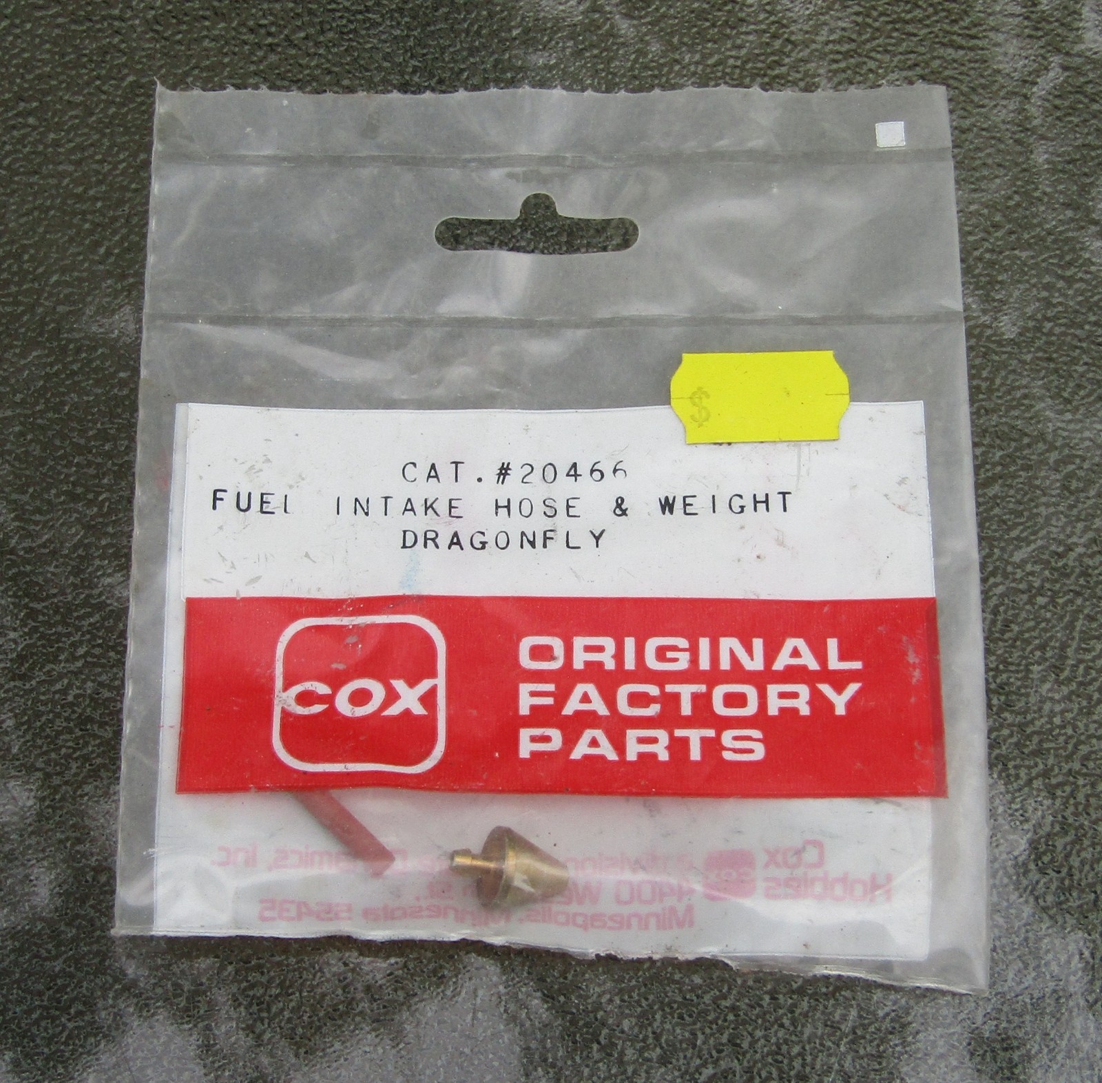 Vintage COX DRAGONFLY #20466 Fuel Intake Hose & Weight UNUSED MISP Look