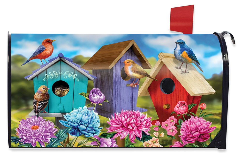 Briarwood Lane Colorful Birdhouses Spring Large Oversized Mailbox Cover