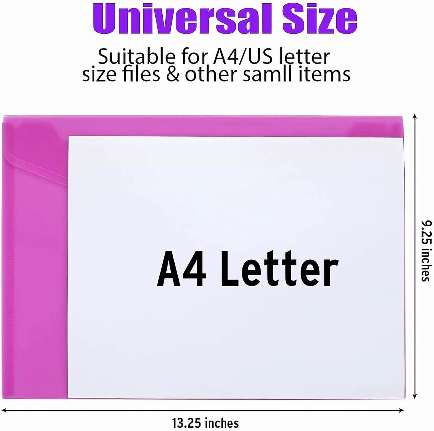 12 Pack Plastic Envelopes File Folders, Plastic Folders with Pockets, Colored...