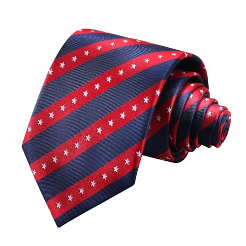 Men's American Flag Ties 3.27" (8.3CM) USA Flag Necktie For Men Blue Red Striped