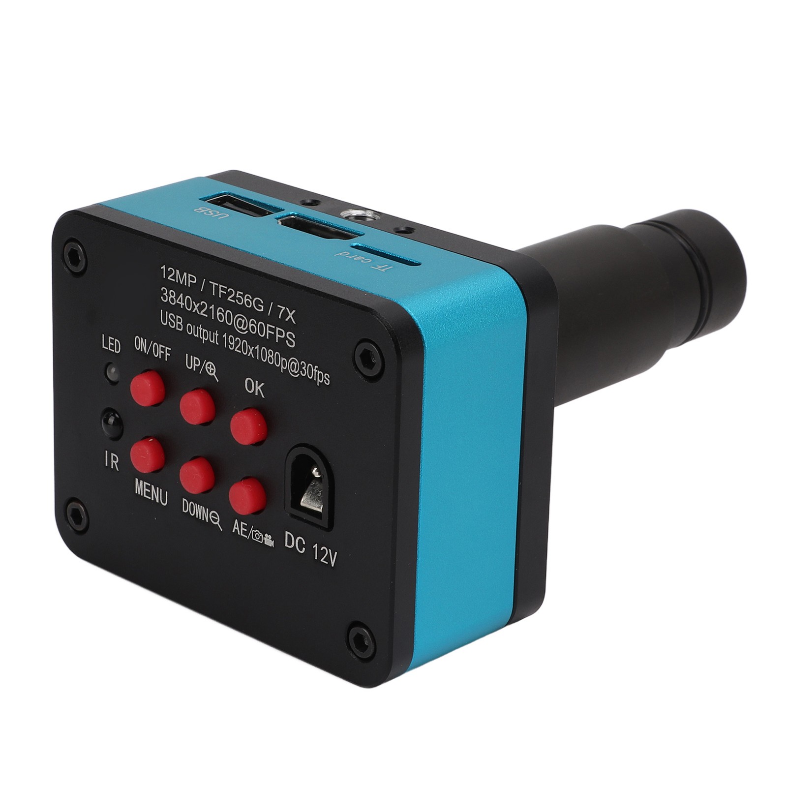 4K 12MP 60FPS Industrial Microscope Camera With 0.5X Lens