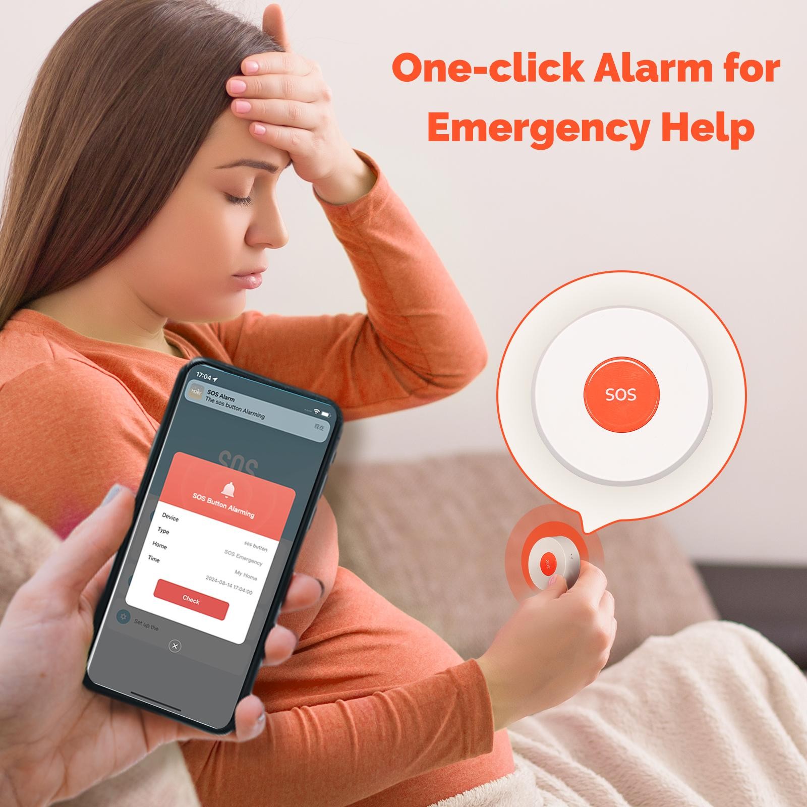 Tuya Zigbee Wireless APP Remote Control Call SOS Emergency Button Alert System B