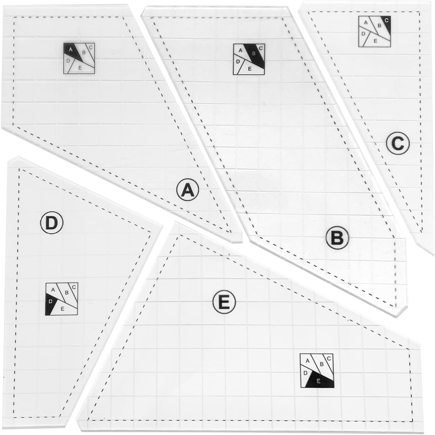 Quilting Rulers and Templates, 5Pcs Creative Quilting Cutting Template Quilt Tem