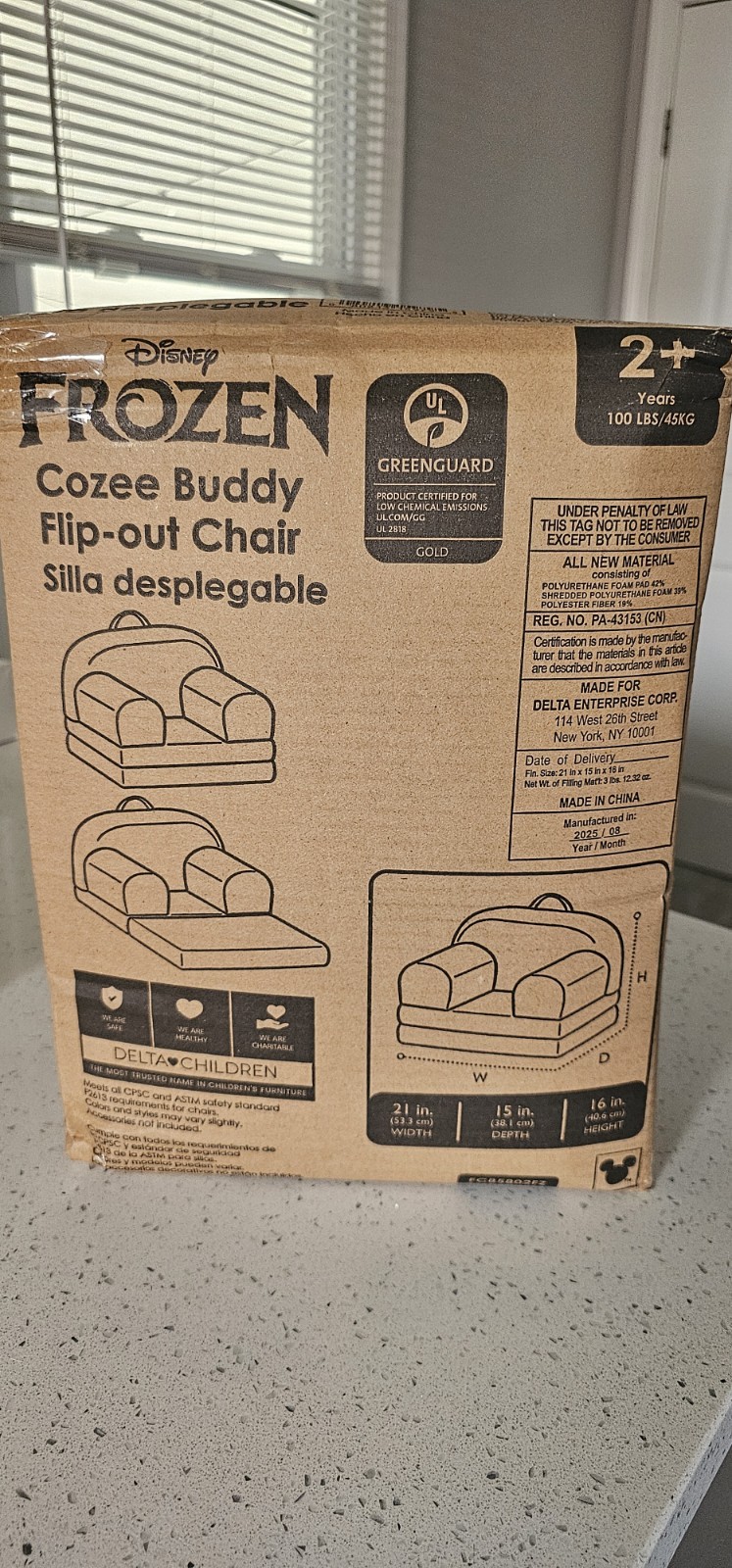 Disney Frozen Cozee Buddy Flip-out Chair Pink Purple Princess Kids Girls Teens