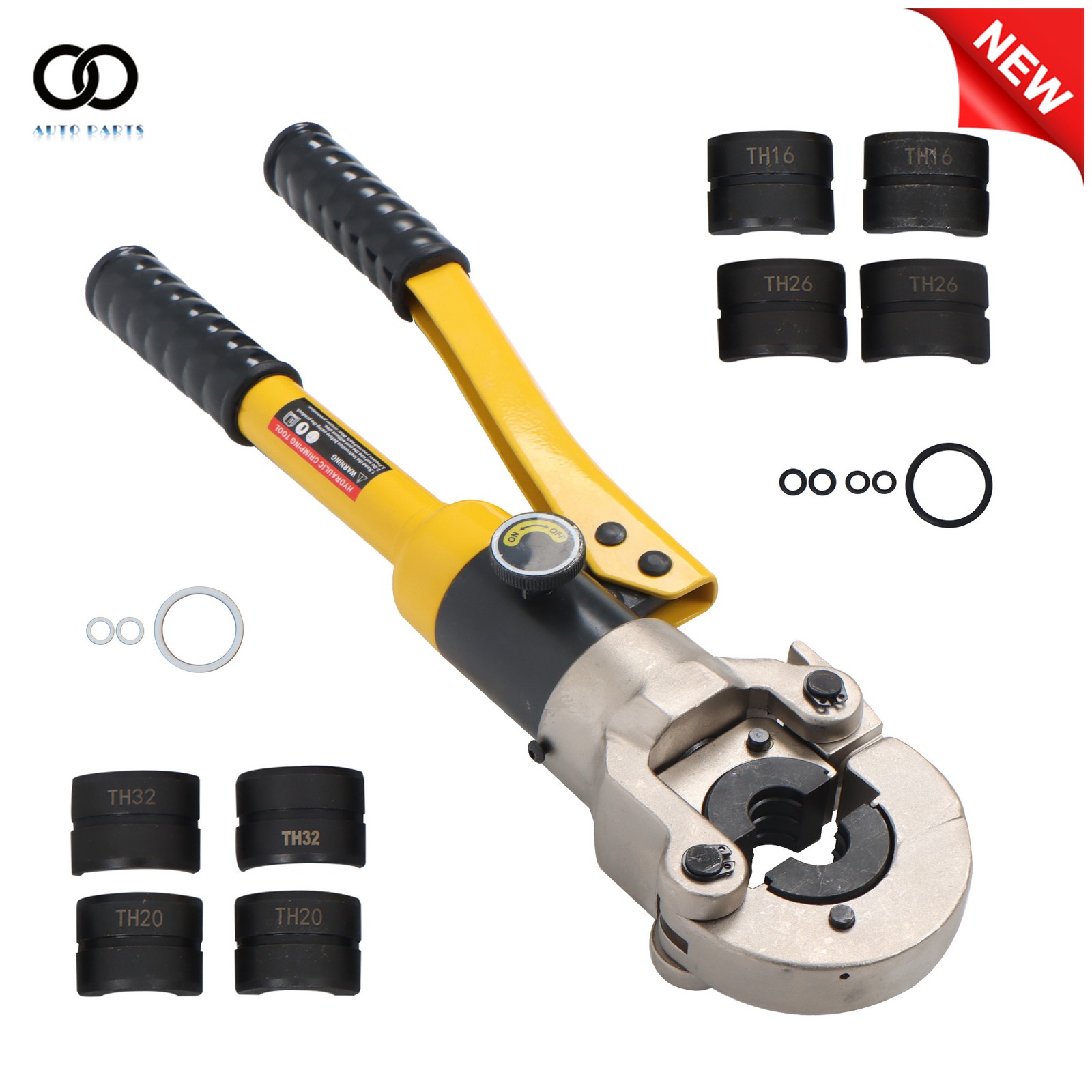 Hydraulic Pipe Cutter Copper Tube Fittings Crimping Tool w/ 1/2 3/4 & 1-inch Jaw