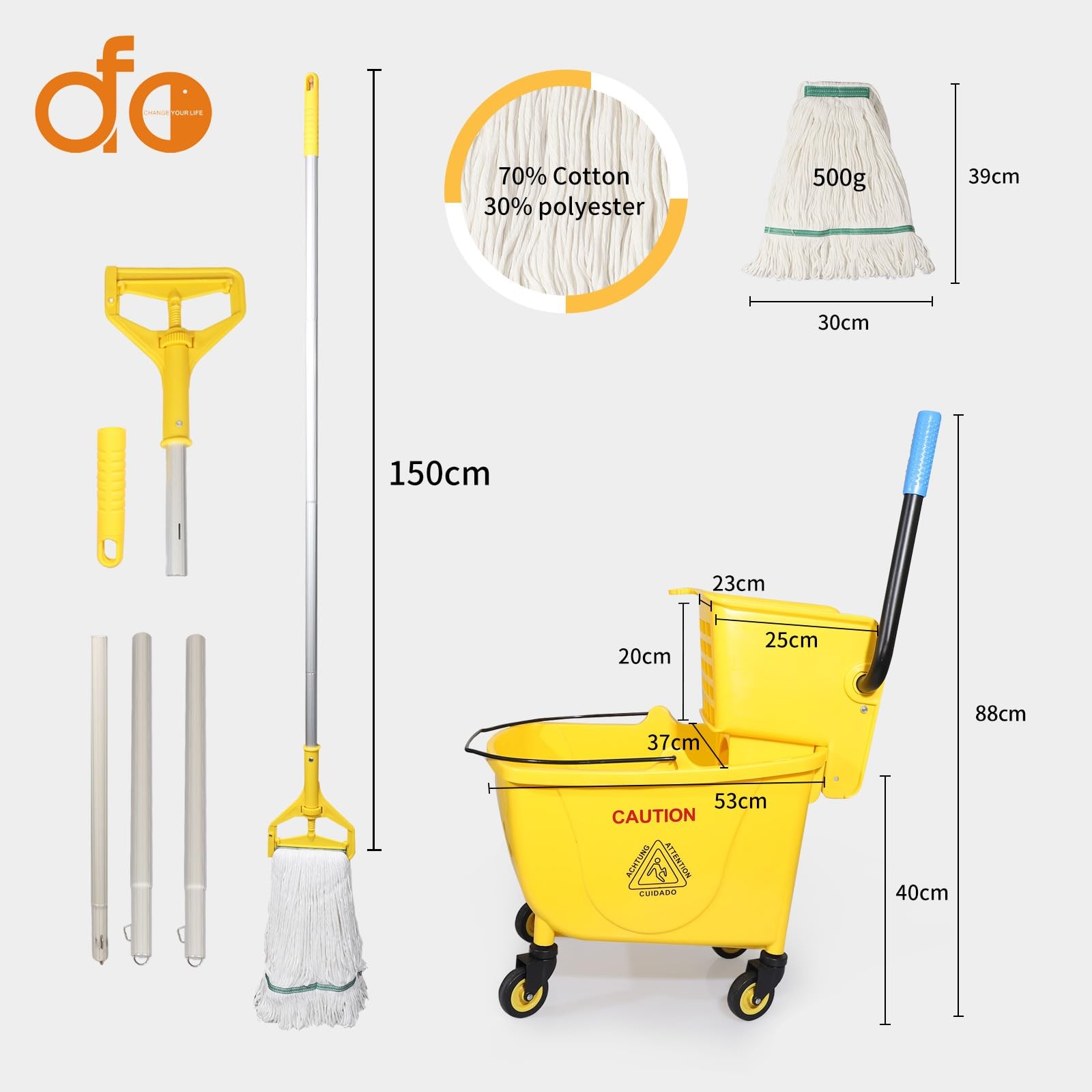 Side Press Wringer Combo Commercial Floor Cleaning Rectangular Mop Bucket on ...