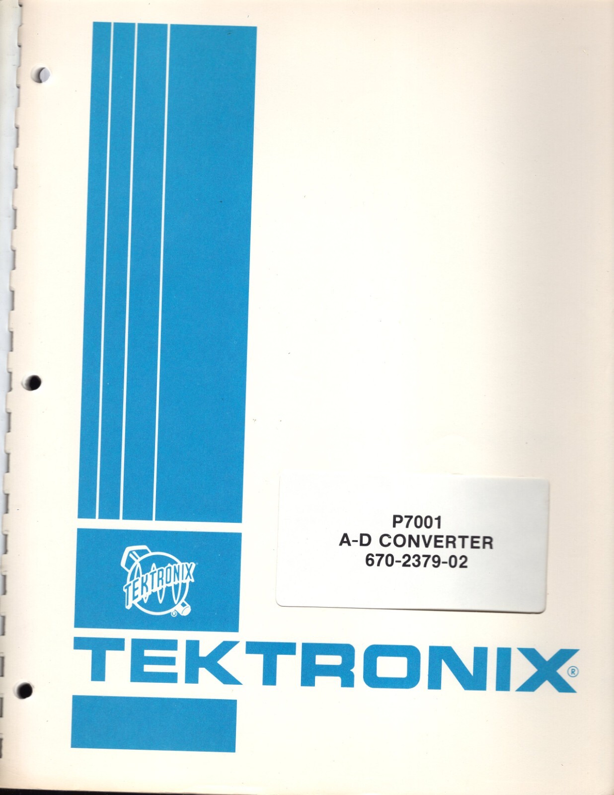 Original Tektronix P7001 A-D Converter Instruction Manual 070-1809-00
