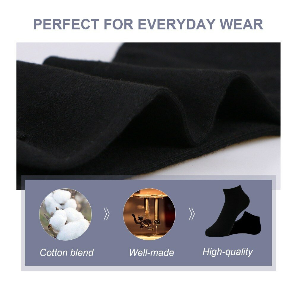 3-12 Pairs Mens No Show Invisible Nonslip Loafer Boat Cotton Low Cut White Socks