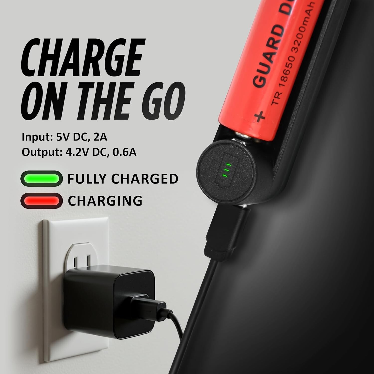 Guard Dog Security USB Battery Charger – Single Slot, Fast Charge, LED Indicator