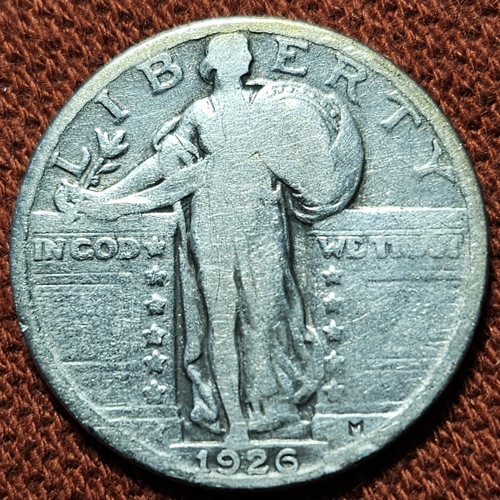 1926 Standing Liberty Quarter 25C Silver Coin G/VG Details 90% Silver