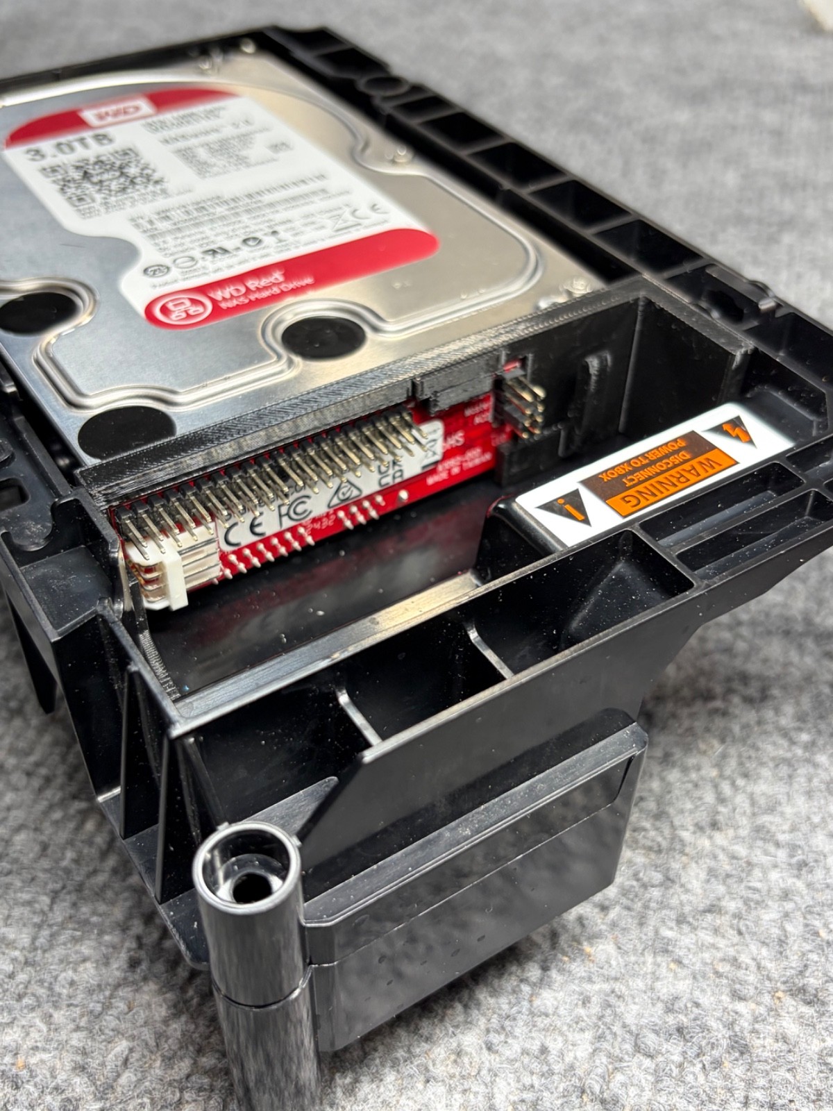 3D printed Bracket For Startech.com IDE2SATA Adapter & 3.5" HDD In Original Xbox