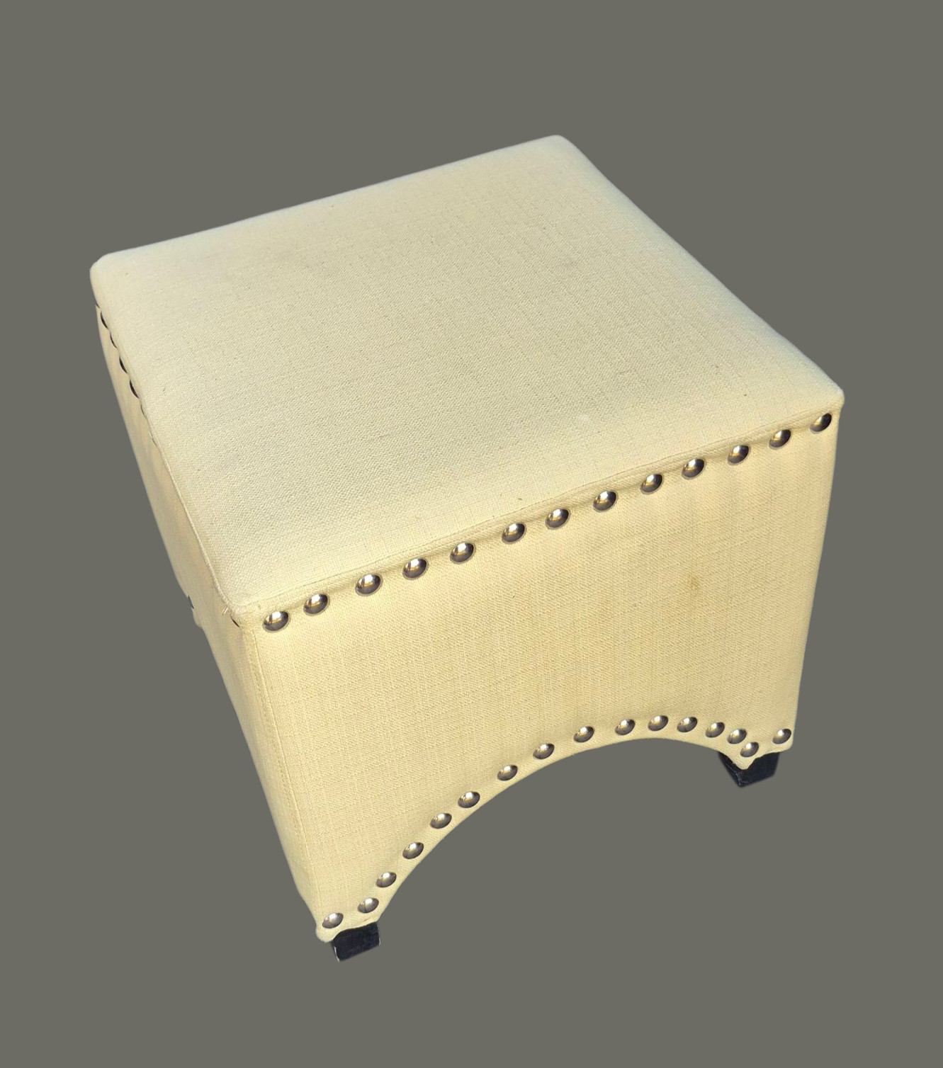 Vintage Yellow Fabric Upholstered Ottoman Stool