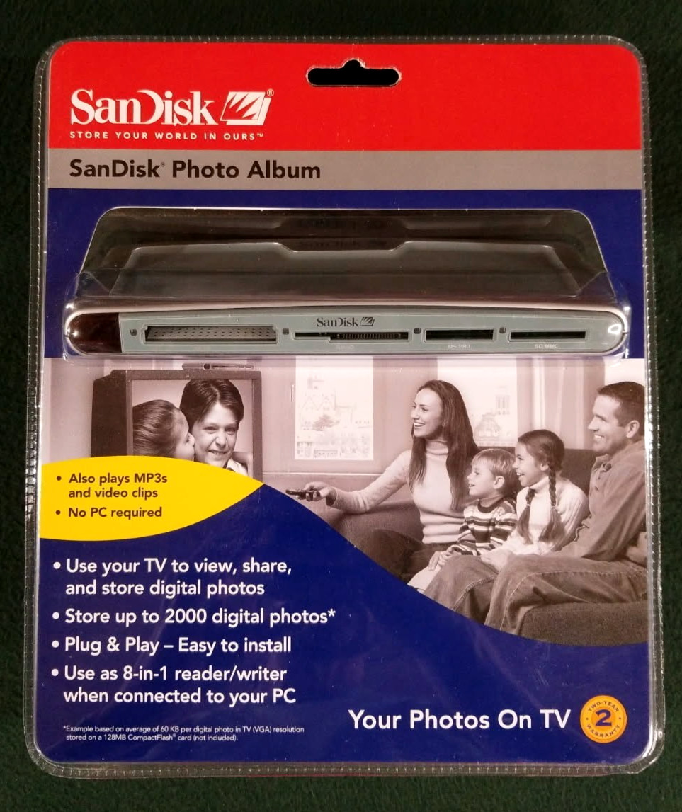 New/Sealed SanDisk Photo Album SDV2-A-A30 Digital Photo Viewer 8-in-1 Reader