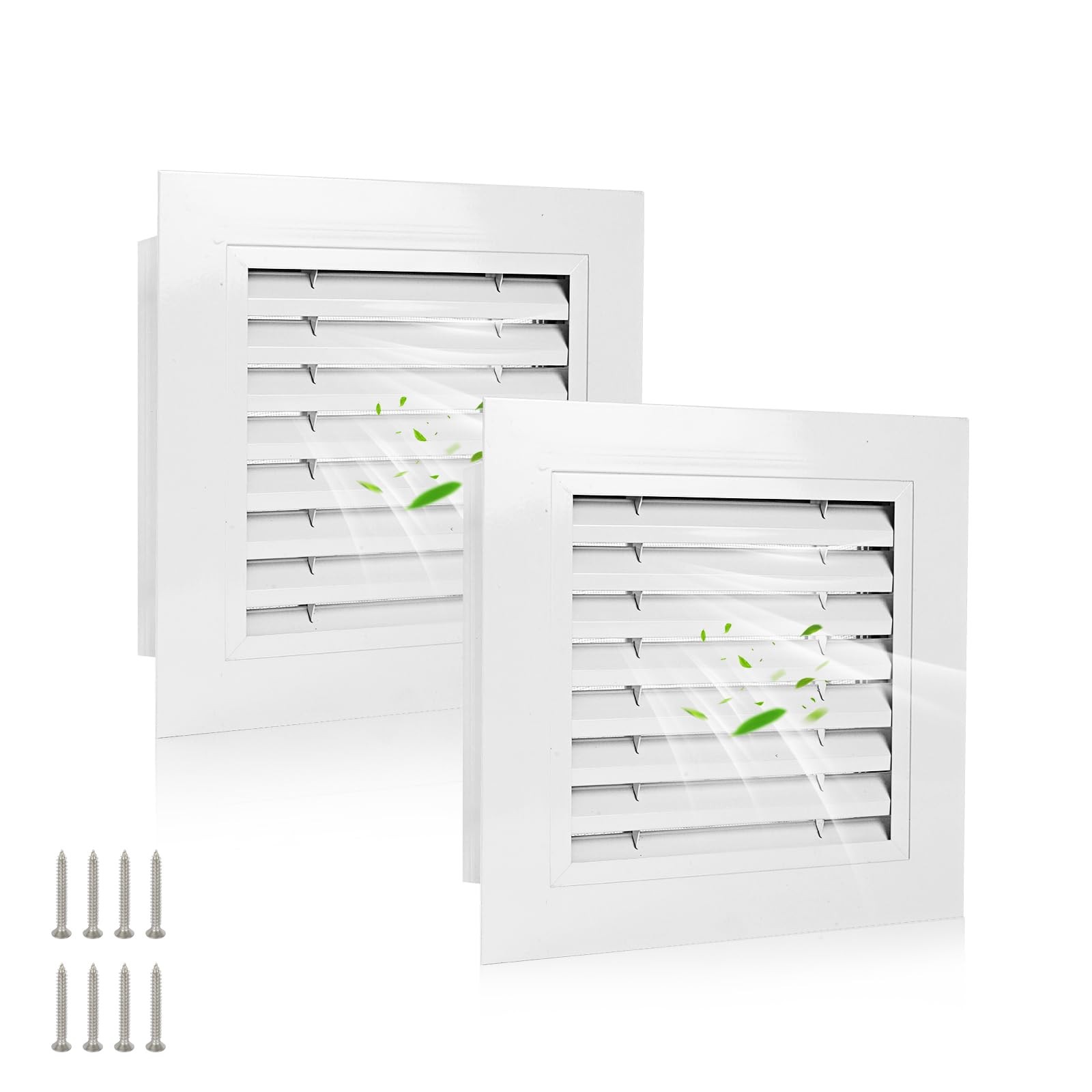 2pcs 8 x 8 Aluminum Gable Vents with Screen, Paintable Design -Ideal for Attic a