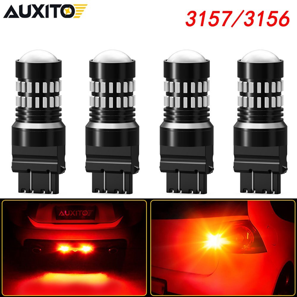 4X AUXITO LED 3157 3156 Legal Bright Red Brake Stop Light Bulbs Turn Signal HUS