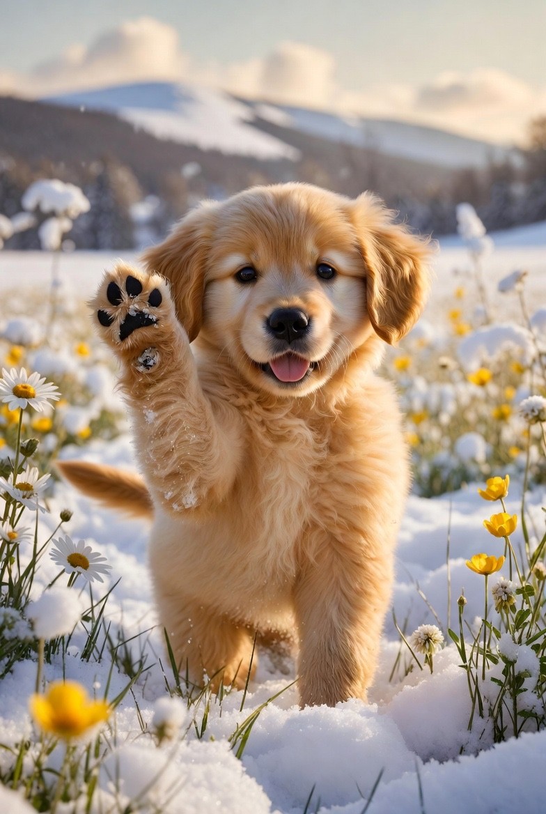Cute Baby Dog Doggie 4K Wallpaper Digital Art HD Animal Printable Kids Room 1051