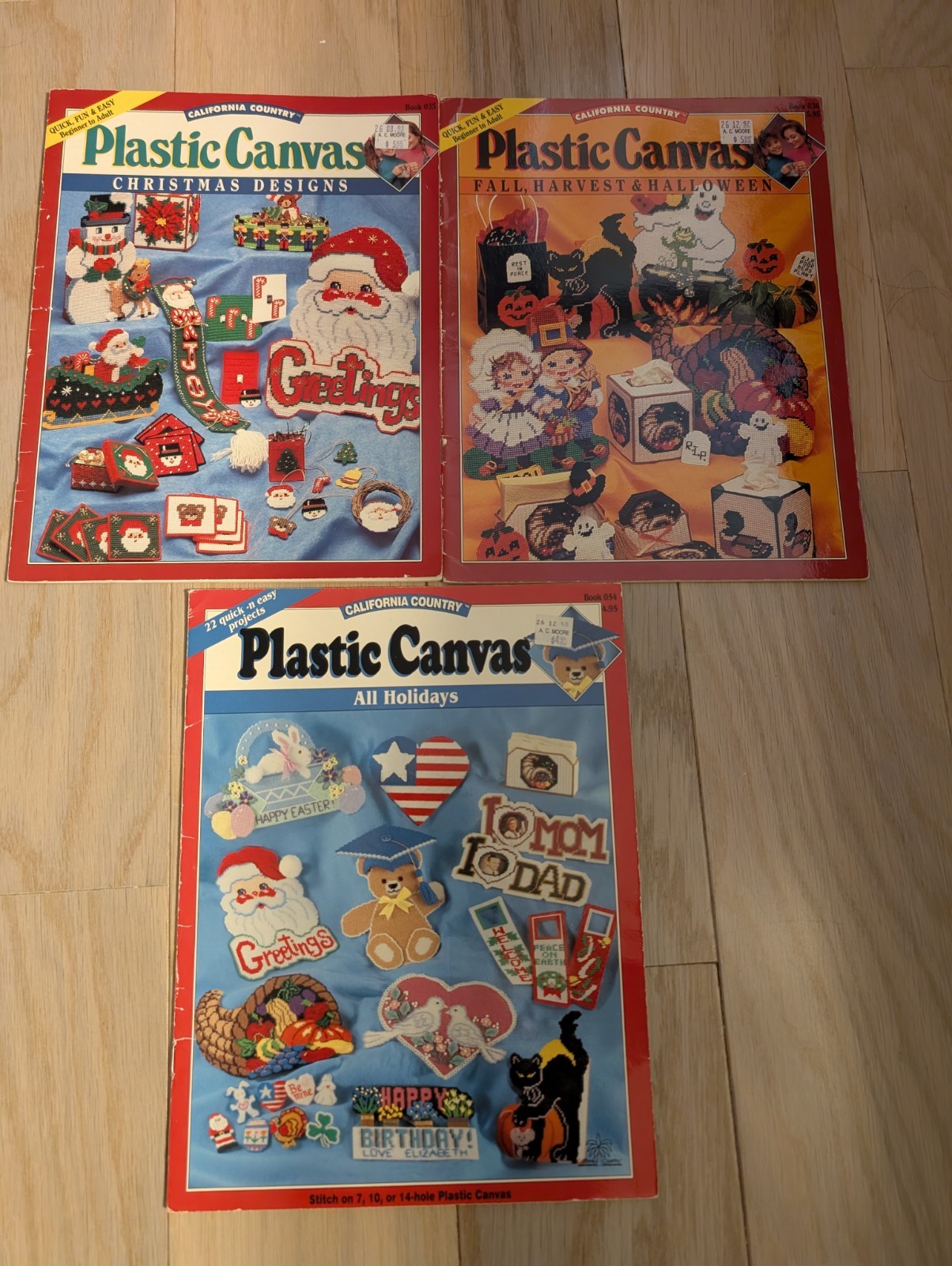 Plastic Canvas California Country books lot of 3 Halloween, Christmas, Holidays