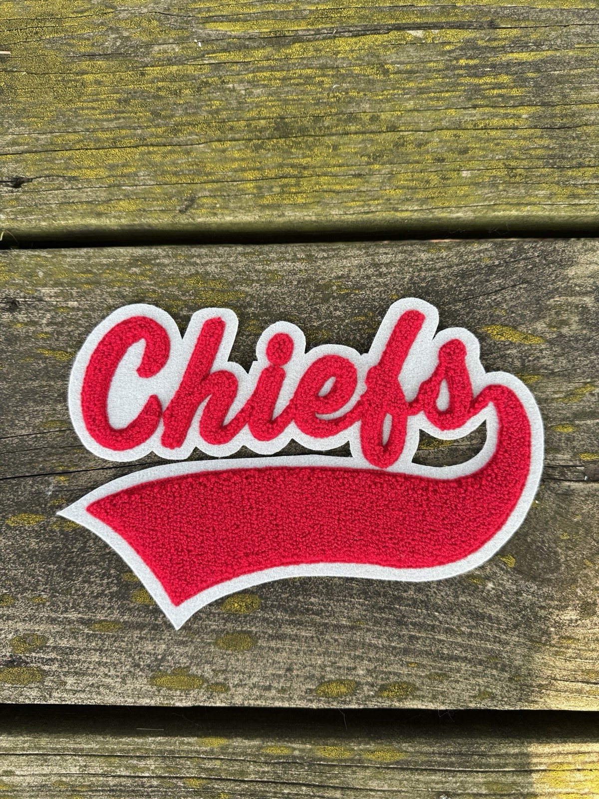 Vintage Chenille Chiefs Varsity Letterman’s Jacket Back Patch Gray Red NEW Retro
