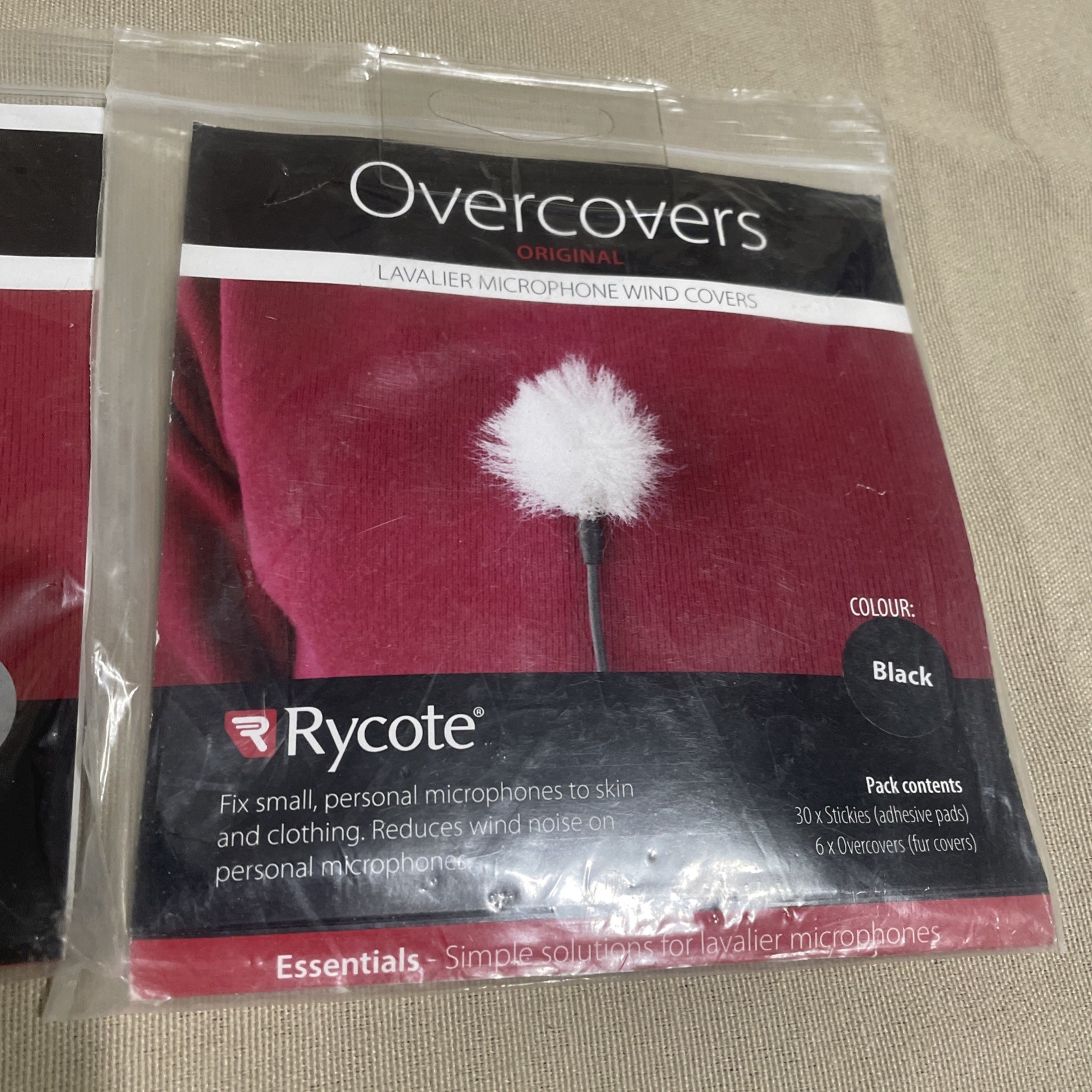 Rycote Overcovers - Black, (2) Grey (30 Pack with Stickies)
