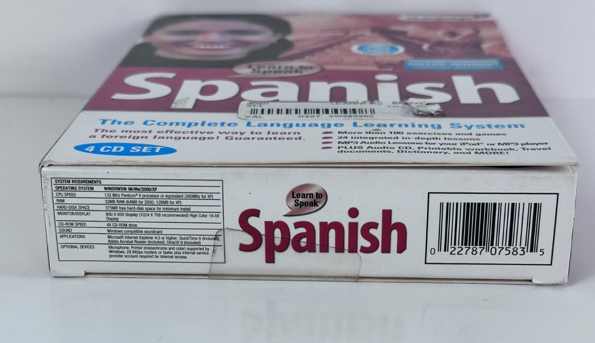eLanguage Learn to Speak Spanish Language Software 4 CD Set PC Windows