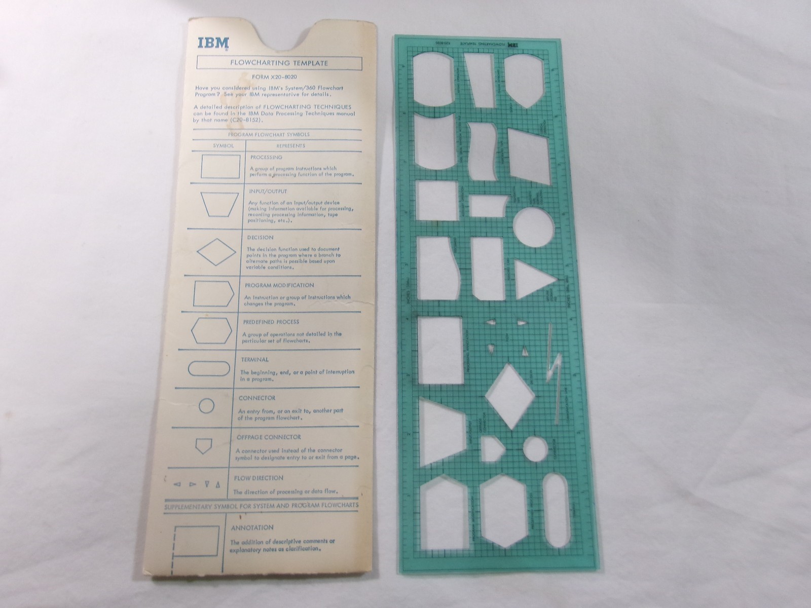IBM System/360 Flowcharting Template X20-8020-(C20-8152) Vintage Programming IBM