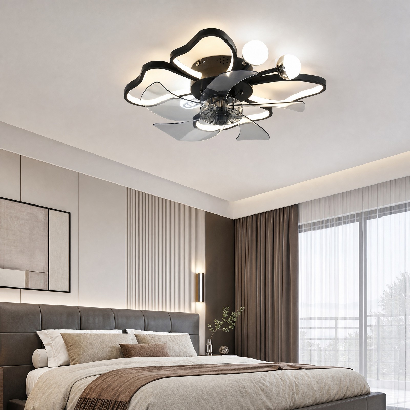 20 inch Remote APP Control Butterfly Modern Ceiling Fan with Light Flush Mount