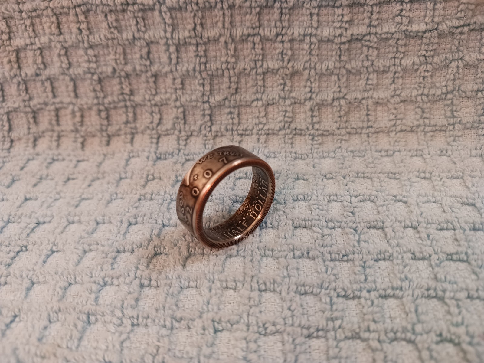 2007 Kennedy Half Dollars  size 10-1/2   coin ring  handmade mixed metals