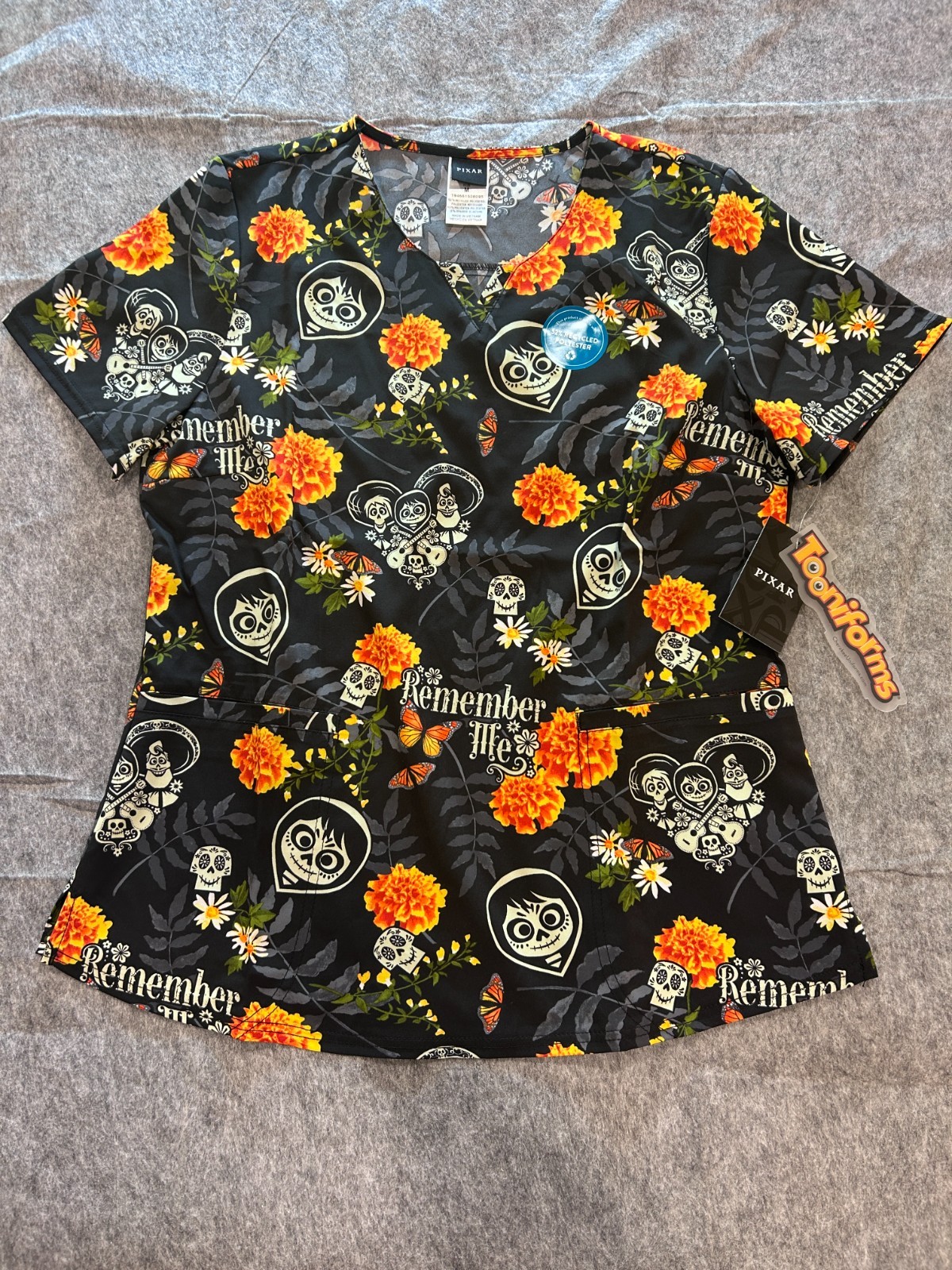 NEW Tooniforms Pixar Coco Nurse Scrub Top Uniform Remember Me Medium M