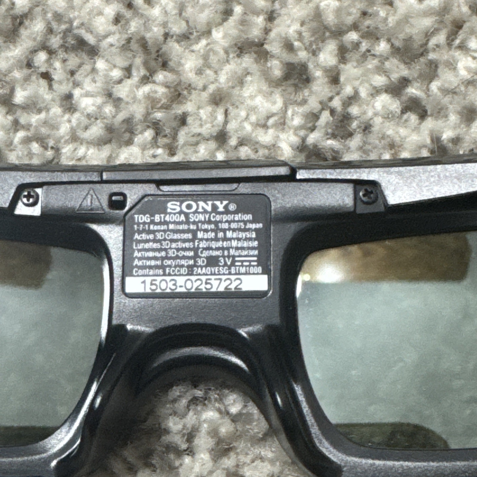 Sony TDG-BT400A Active 3D Glasses Black Open Box New