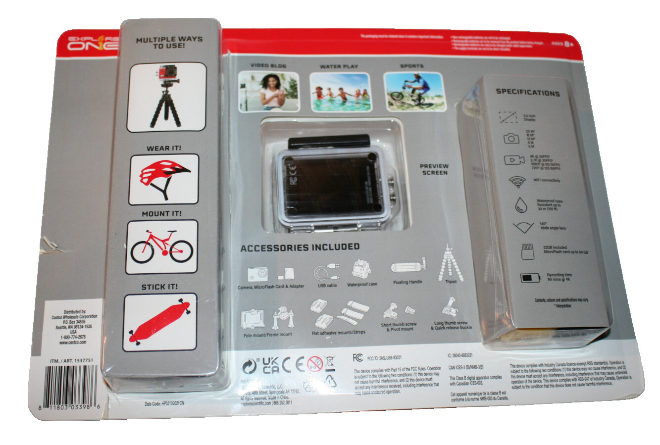 Explore One 4K Wifi Digital Action Video Camera Set Kit For Kids