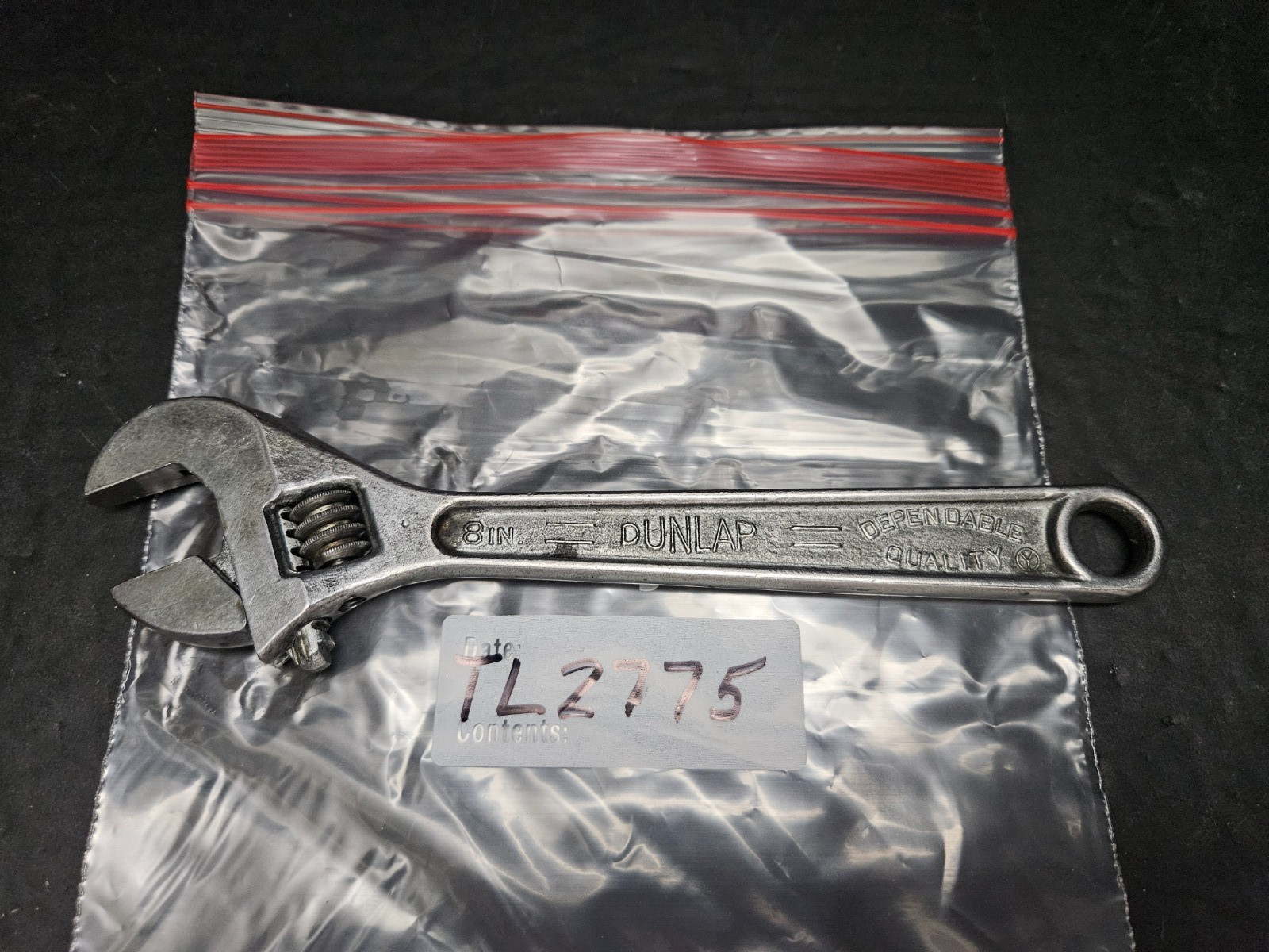 VTG DUNLAP 8" ADJUSTABLE WRENCH FORGED IN THE USA (TL2775)