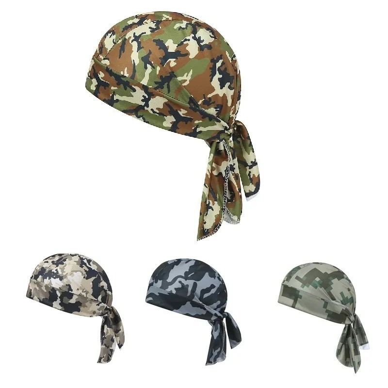 Camouflage Motorcycle Wrap Biker Du Do Black Doo Rag Head Skull Cap Durag