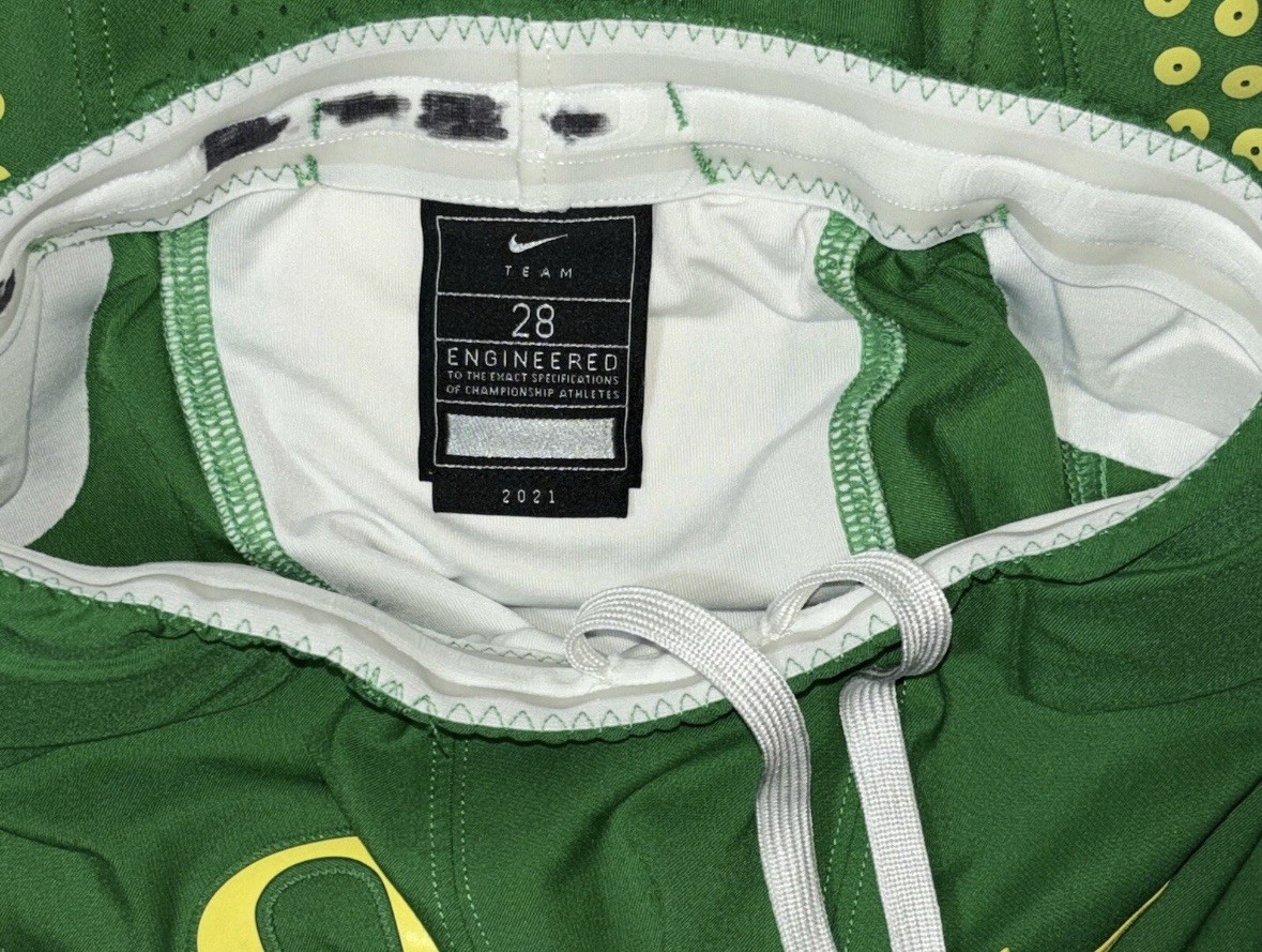 2021 OREGON DUCKS PE GAME WORN Apple Green & Yellow Nike Football Pants W/Pads