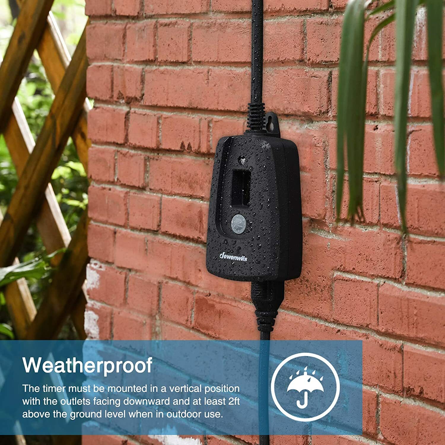 DEWENWILS Outdoor Light Sensor Countdown Timer Weatherproof Plug in Light Switch