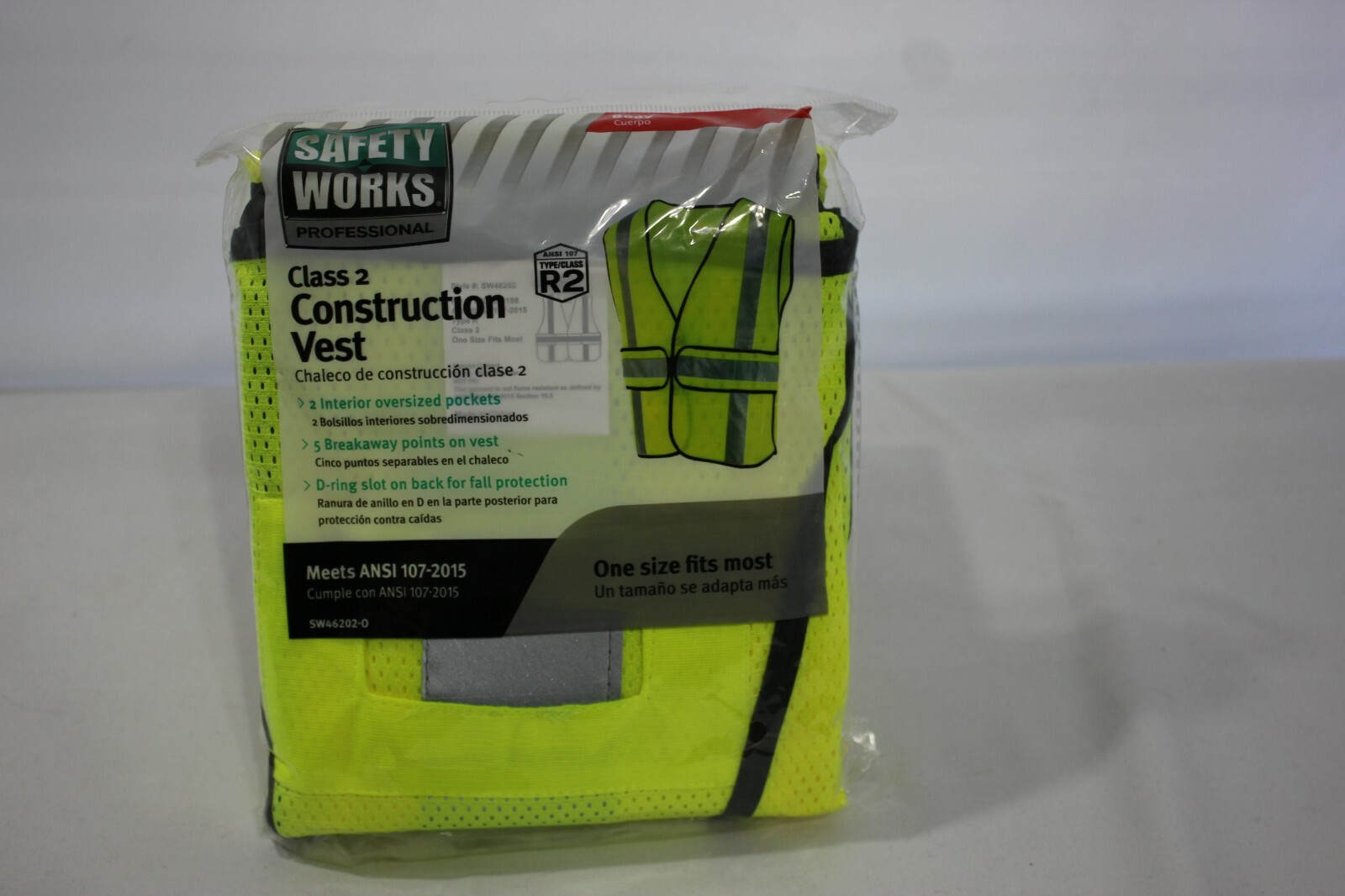 Safety Works Class 2 Reflective Tape Safety Work Vest High Visibility w/ Pockets