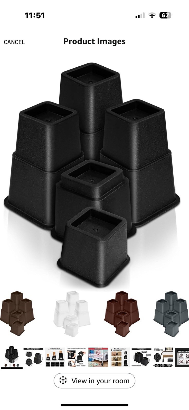 Adjustable Bed Risers Stackable Lift, 3, 5, 8 Inch Set Of 8