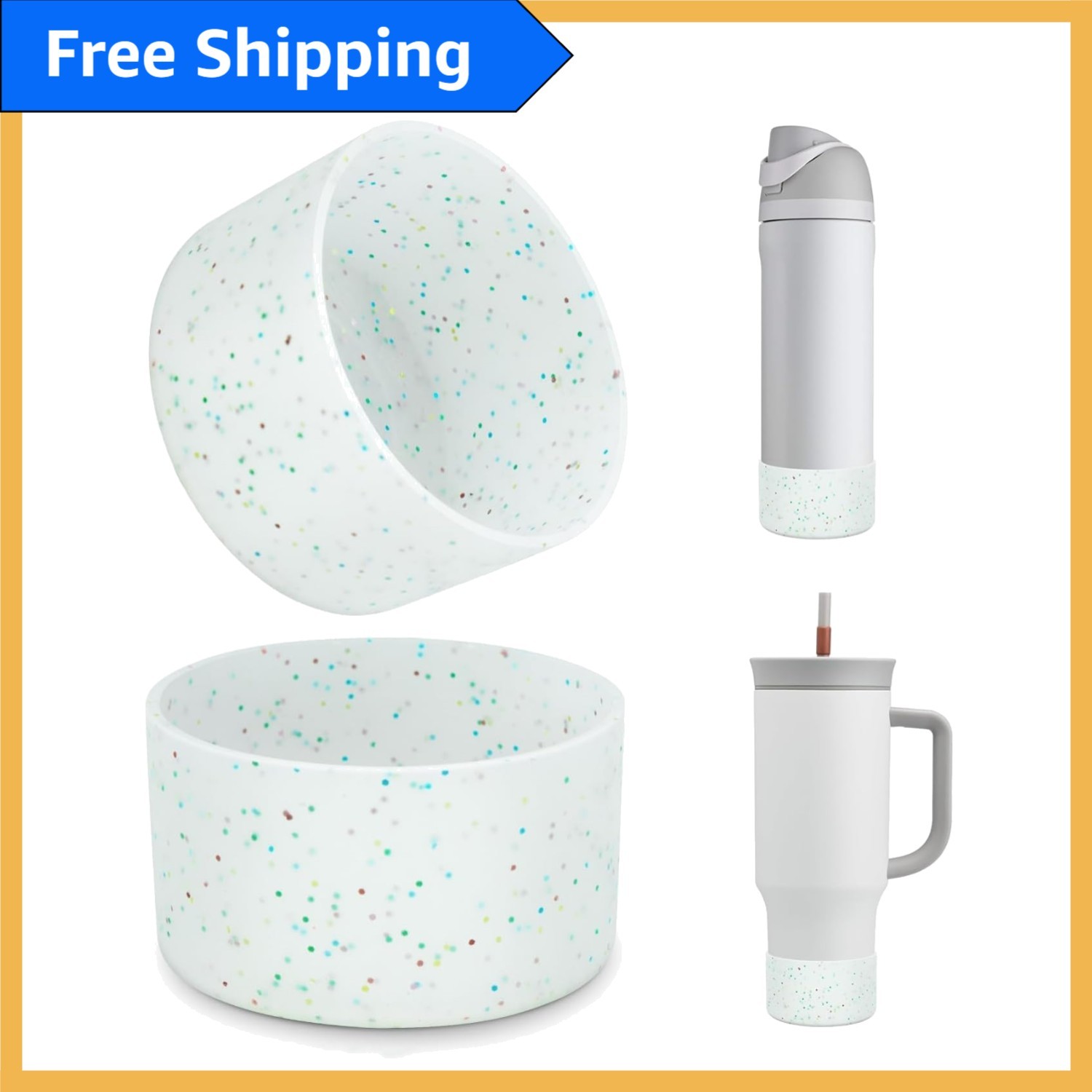 Glitter Clear Silicone Boot for Owala Water Bottles 24oz, 32oz, 40oz - Anti-Slip